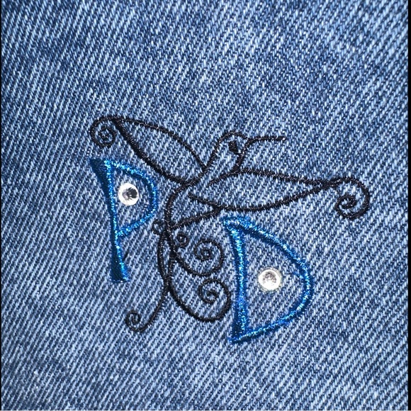 Cross Embroidered Crystal Embellished Jean Jacket - Picture 8 of 10